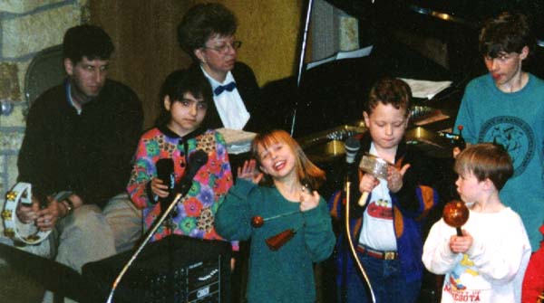 Roseville Big Band guest percussionist at Edinborough Park, March 23, 1993.