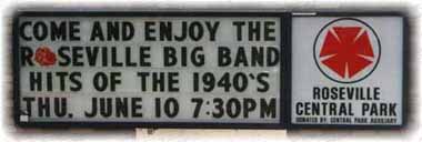 "Come and Enjoy the Roseville Big Band Hits of the 1940's; Thu. June 10, 7:30 PM"