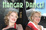 Miss Mitchell, the CAF's restored B-25 bomber, furnishes the background for the text: Hangar Dance!