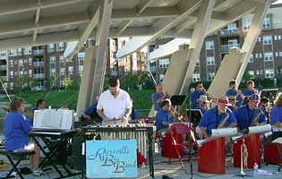 Glen plays vibes with the band.