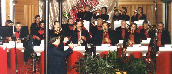 Bob Lancette and the Roseville Big Band pose for a portrait at Har-Mar Mall.