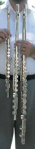 E-flat, C, and G flutes.