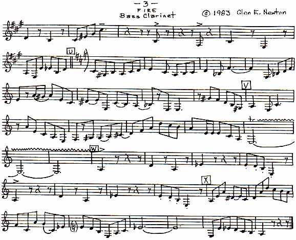 "Fire" - page 3 of bass clarinet part.