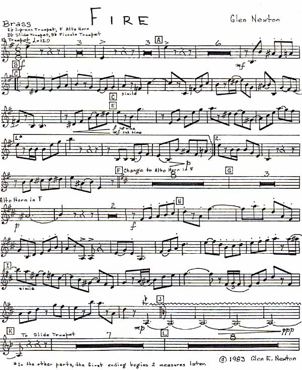 "Fire" - page 1 of brass part.