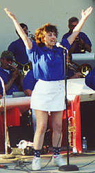 Diane stretches to form the "Y".