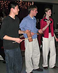 Will plays wood block.