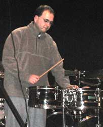 Jim plays the Roseville Big Band's timbales.