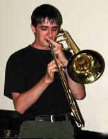 Jesse plays his trombone.