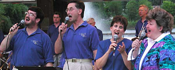 In front: Glen, Reeves, Karen, and Barb. In back, trumpeters Tim Altmann, Dan Odegaard, and Bob Nielsen.