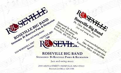 Roseville Big Band cards show three different locations of the Parks and Recreation department. Bigger pictures total 46K.